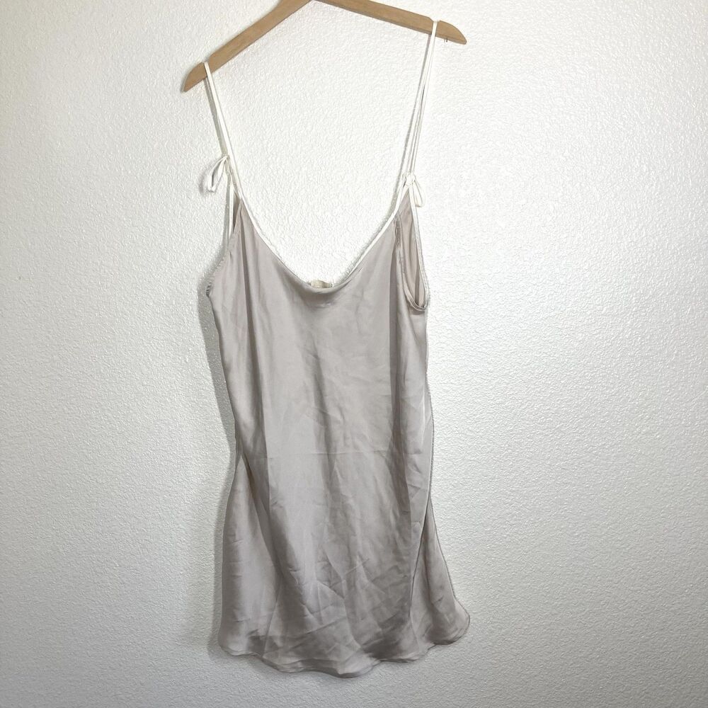 Free People Slip Dress Womens Medium Beige Satin Intimately Chemise Nightgown